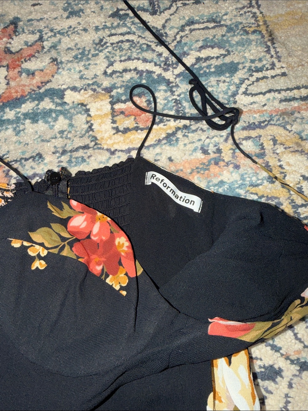 Reformation Kourtney Black Floral Tie-Strap Maxi Dress - Picture 3 of 4